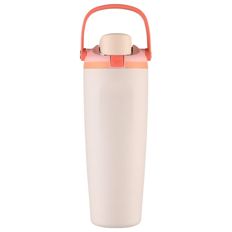 Portable Insulated Travel Mug Stainless Steel Leakproof Thermal Water Cup with Carry Clip for Outdoor Gym-Rose Quartz