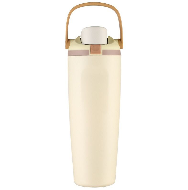 Portable Insulated Travel Mug Stainless Steel Leakproof Thermal Water Cup with Carry Clip for Outdoor Gym-Milky White