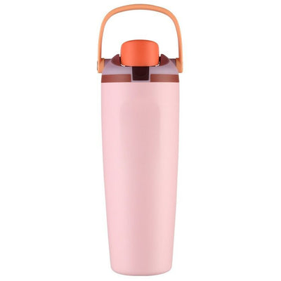 Portable Insulated Travel Mug Stainless Steel Leakproof Thermal Water Cup with Carry Clip for Outdoor Gym-Light Pink