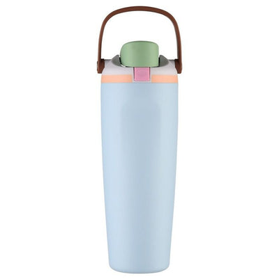 Portable Insulated Travel Mug Stainless Steel Leakproof Thermal Water Cup with Carry Clip for Outdoor Gym-Light Blue