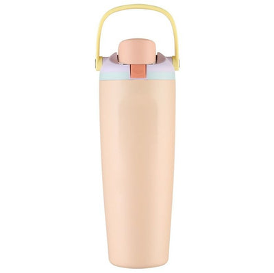 Portable Insulated Travel Mug Stainless Steel Leakproof Thermal Water Cup with Carry Clip for Outdoor Gym-Beige
