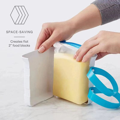 Collapsible Square Storage Container, Reusable Freezer Food Storage Bin with Strap, Stackable Refrigerator Organiser Tub for Fridge & Pantry