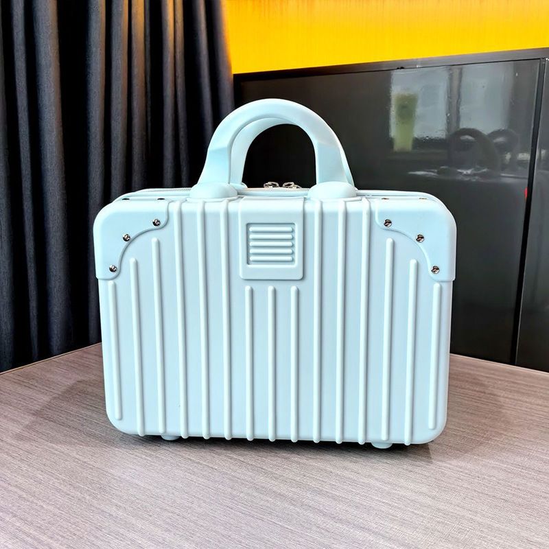 14 Inch Hard Shell Hand Luggage Case, Portable Cosmetic Travel Box with Top Handle, Small Carry Storage Suitcase-Blue
