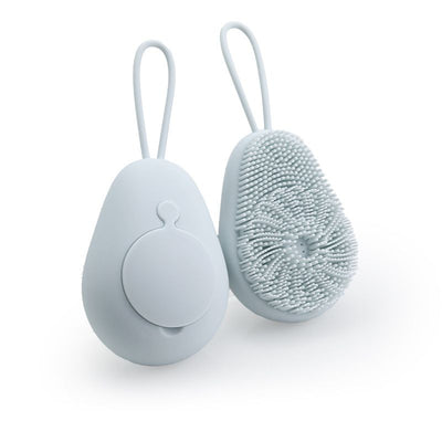 Avocado Shape Silicone Bath Brush Refillable Body Shower Brush with Hanging Loop-Blue