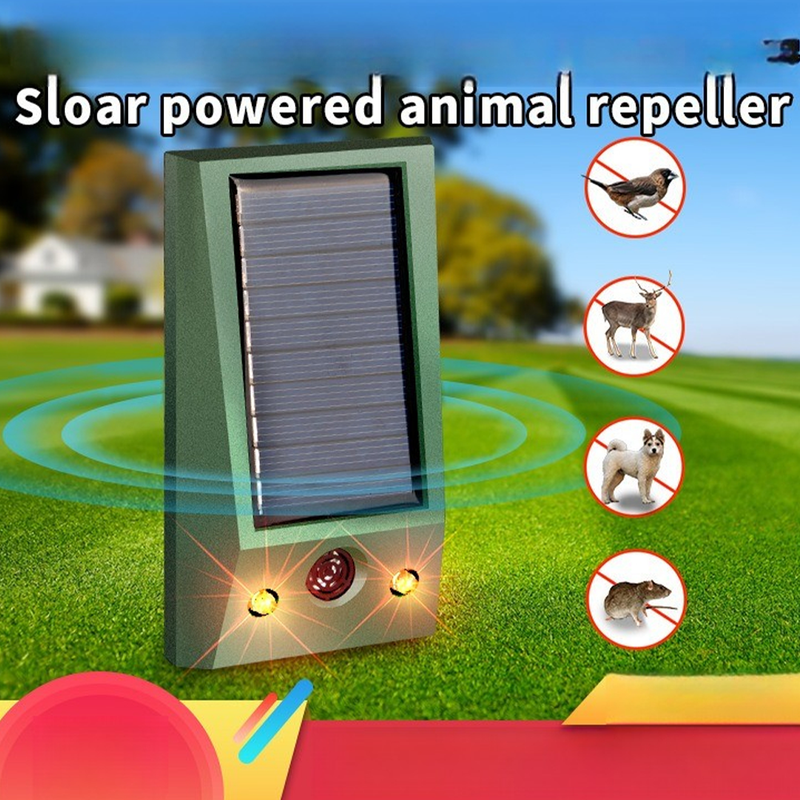 Solar Powered Ultrasonic Animal Repeller Outdoor Waterproof Pest Deterrent for Rats Dogs Birds Deer Garden Yard