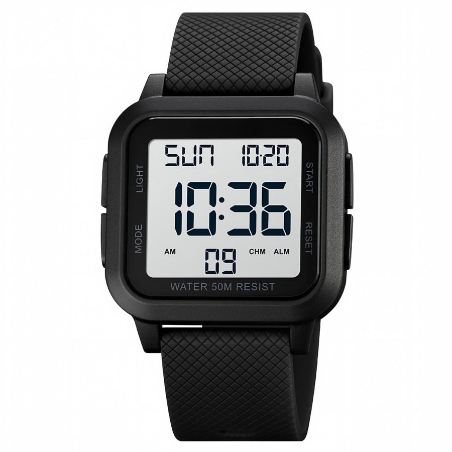 Men Analog Digital Military Sports Watch, 50M Waterproof Outdoor Wrist Watch with Backlight Stopwatch Alarm, Classic Black