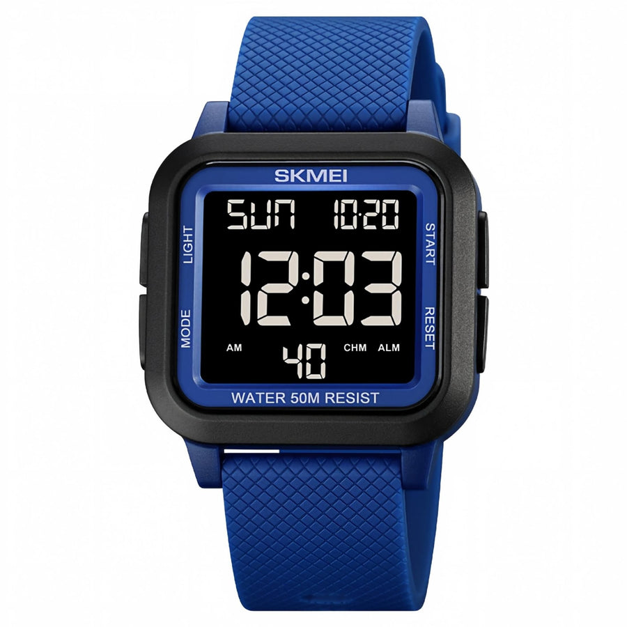 Men Analog Digital Military Sports Watch, 50M Waterproof Outdoor Wrist Watch with Backlight Stopwatch Alarm, Navy Blue