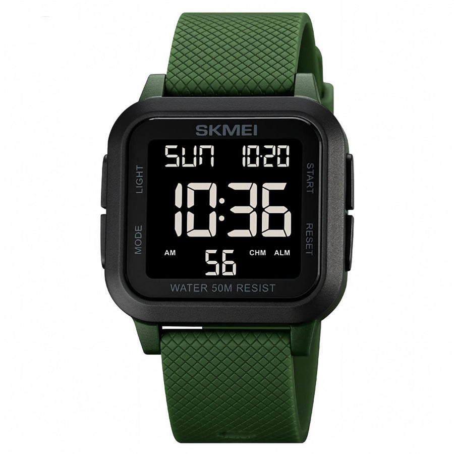 Men Analog Digital Military Sports Watch, 50M Waterproof Outdoor Wrist Watch with Backlight Stopwatch Alarm, Camouflage Green