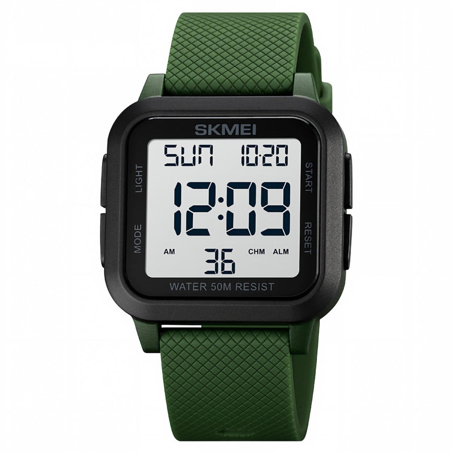 Men Analog Digital Military Sports Watch, 50M Waterproof Outdoor Wrist Watch with Backlight Stopwatch Alarm, Camouflage Green