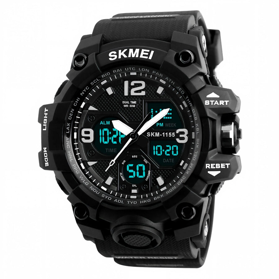 Men Analog Digital Military Sports Watch, 50M Waterproof Outdoor Wrist Watch with Backlight Stopwatch Alarm