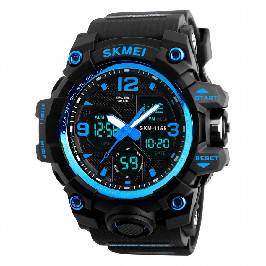 Men Analog Digital Military Sports Watch, 50M Waterproof Outdoor Wrist Watch with Backlight Stopwatch Alarm