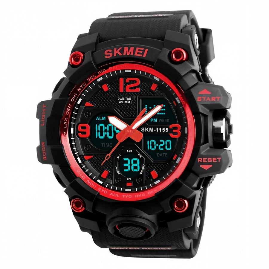 Men Analog Digital Military Sports Watch, 50M Waterproof Outdoor Wrist Watch with Backlight Stopwatch Alarm