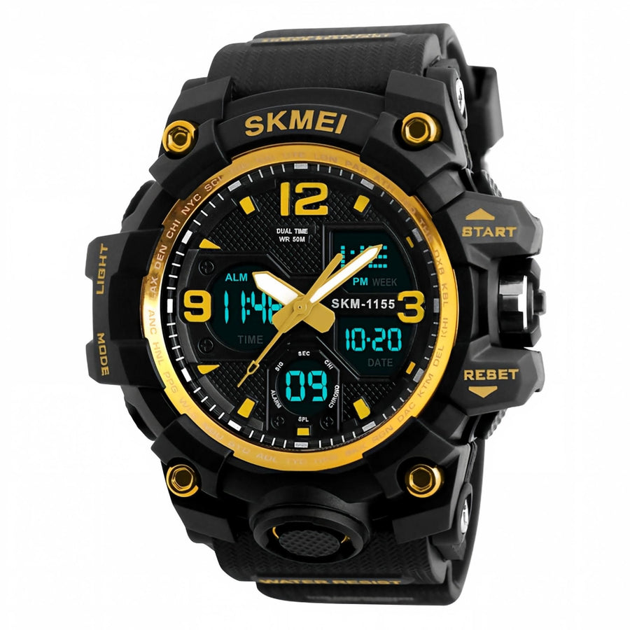 Men Analog Digital Military Sports Watch, 50M Waterproof Outdoor Wrist Watch with Backlight Stopwatch Alarm
