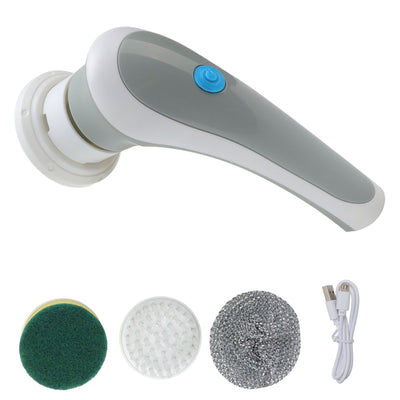 Electric Spin Scrubber 360° Rotating USB Rechargeable Portable Handheld Electric Cleaning Brush with 3 Brush Heads Grey