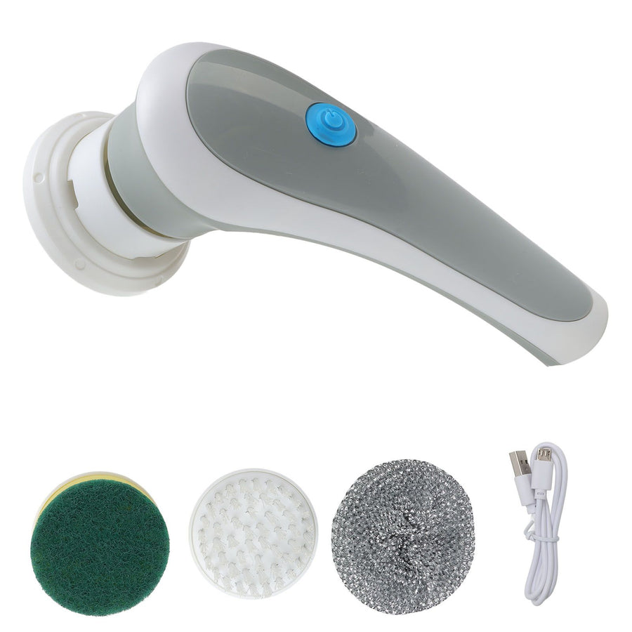 Electric Spin Scrubber 360° Rotating USB Rechargeable Portable Handheld Electric Cleaning Brush with 3 Brush Heads Grey