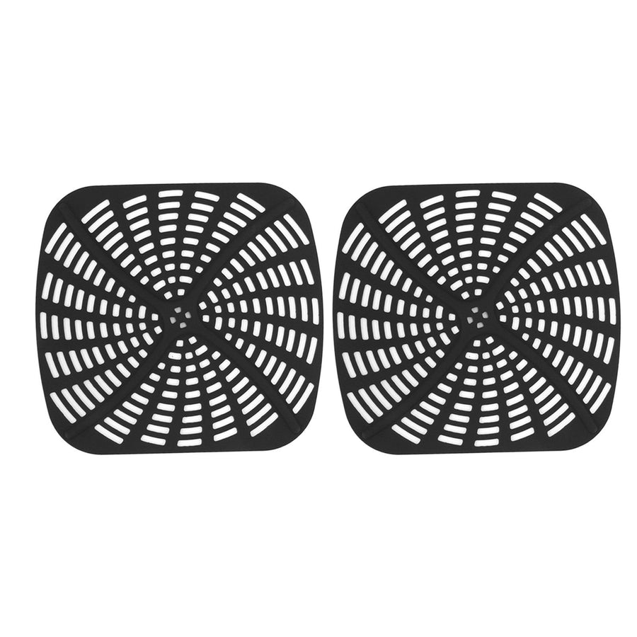 2pcs Fryer Reusable Silicone Fryer Liner Scratch Resistant Silicone Liner Mat for Ninja Foodi AG301 Fryer Black