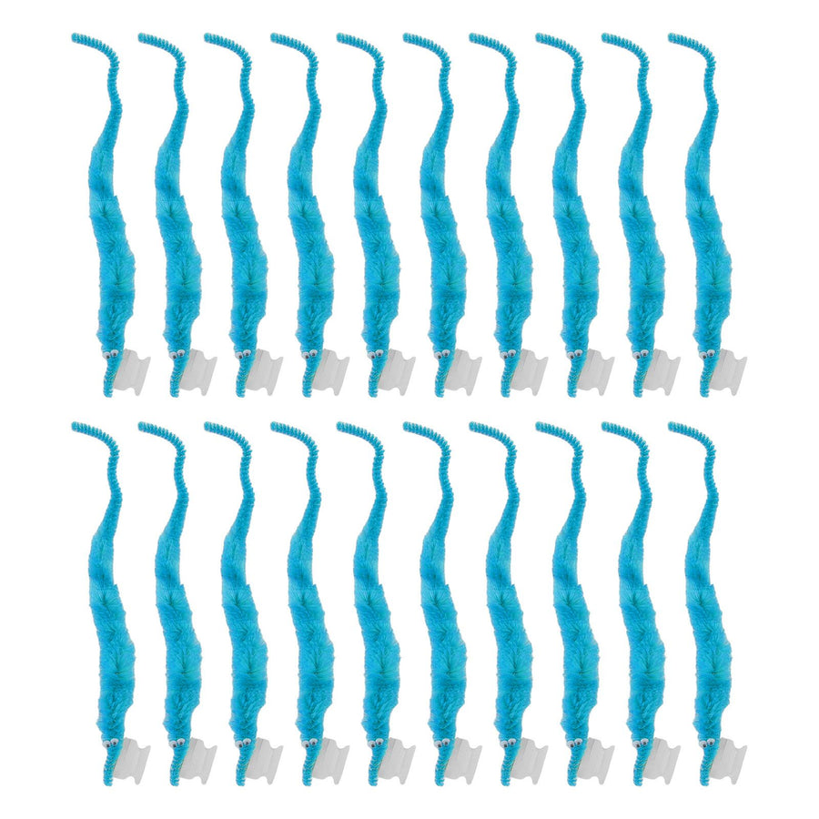 20 Pcs Furry Worm Soft Touch Plush Material Cute Style DIY Compact Portable Fuzzy Worms for Party Light Blue