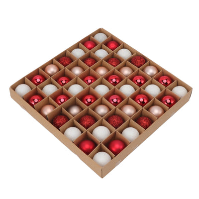 49pcs Mini Christmas Ball Ornaments Shatterproof Shiny Colorful Christmas Ball for Holiday Wedding Party Decoration Red White Pink