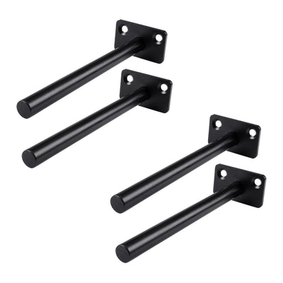 4 PCS Hidden Floating Shelf Bracket Round Wall Mount Shelf Supports Invisible Fixed Floating Holder A 01 2 Holes Black 150mm