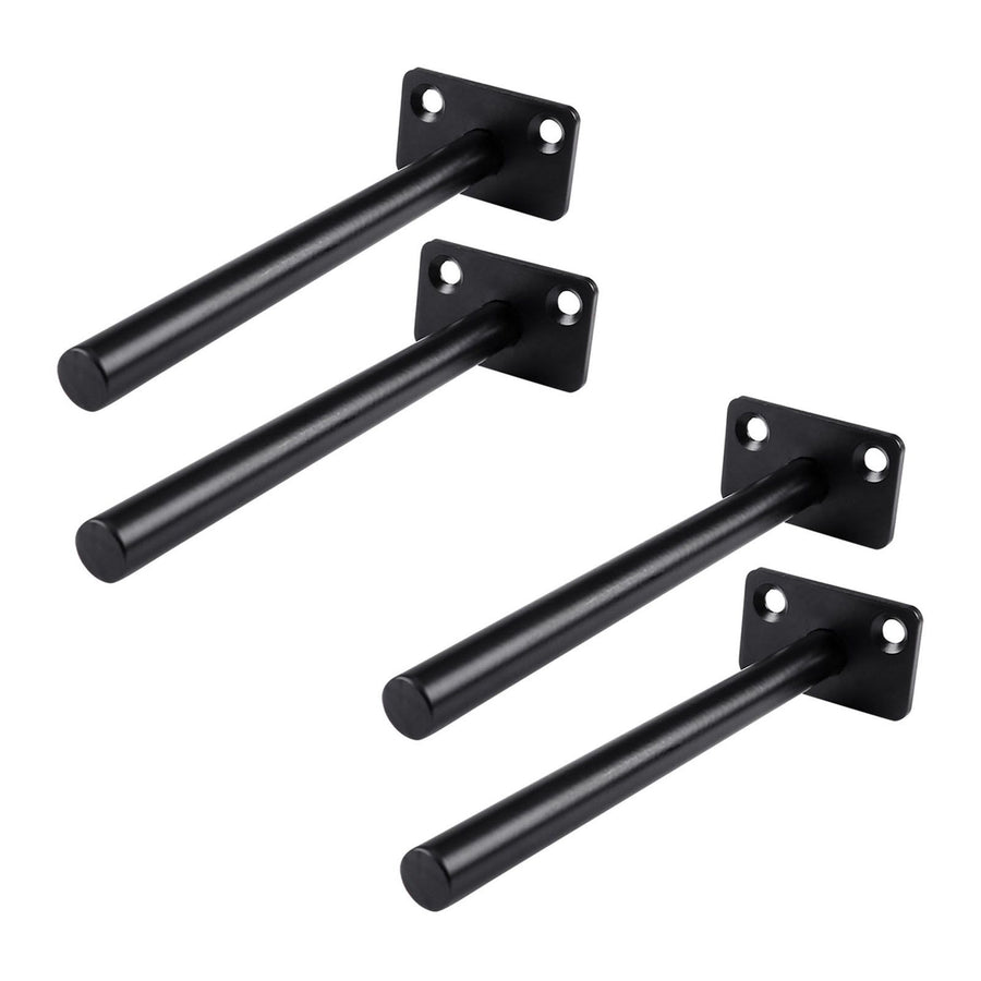 4 PCS Hidden Floating Shelf Bracket Round Wall Mount Shelf Supports Invisible Fixed Floating Holder A 01 2 Holes Black 150mm