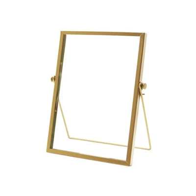 Photo Frame Display Transparent Glass Iron Support Tabletop Dried Flower Frame for Home Decorations 6 Inches