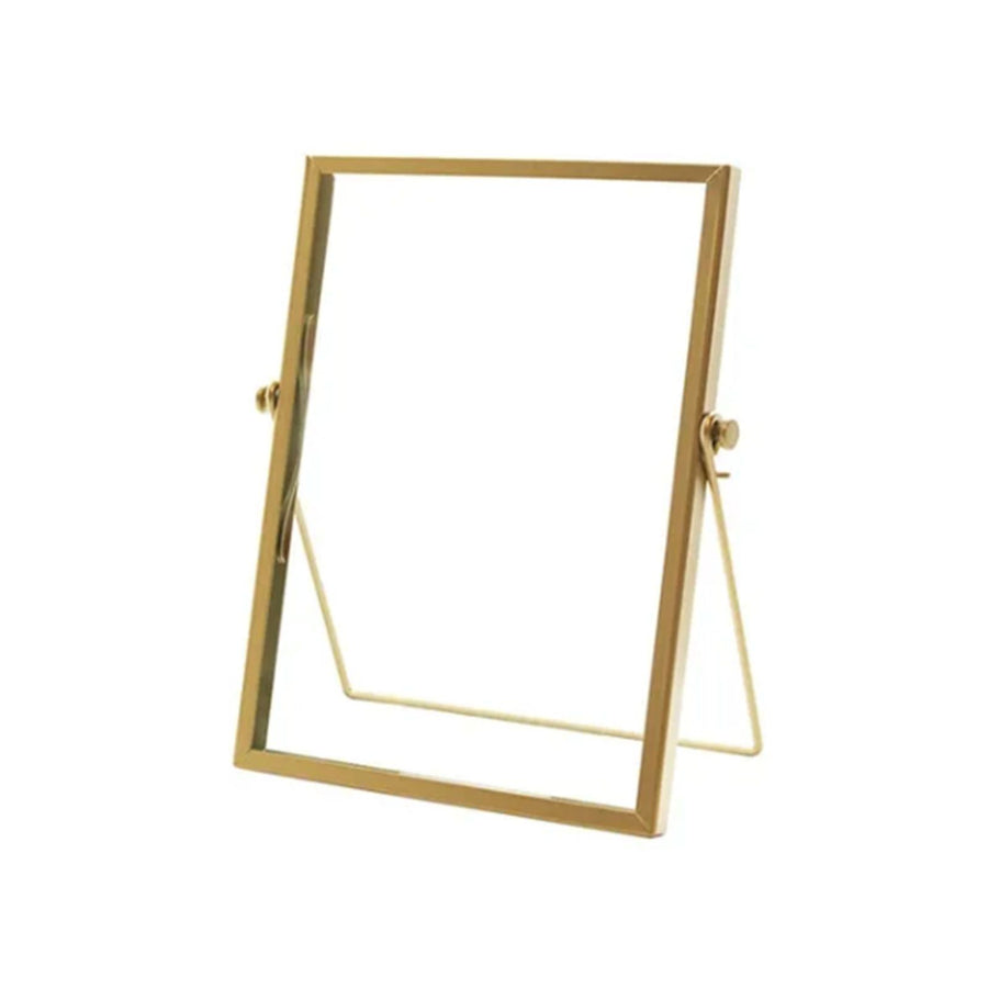 Photo Frame Display Transparent Glass Iron Support Tabletop Dried Flower Frame for Home Decorations 6 Inches