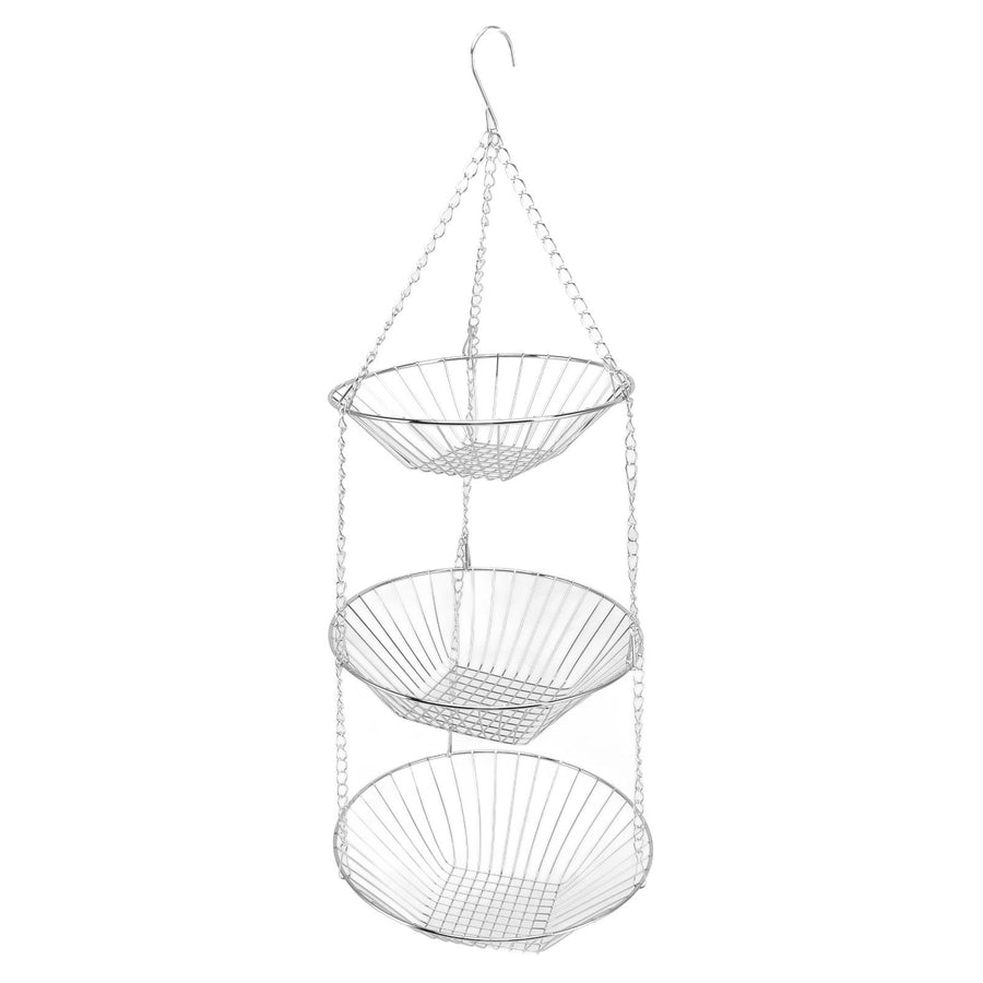 3 Tier Kitchen Hanging Fruit Basket Iron Wire Fruit Vegetable Flower Hanging Storage Basket for Indoor Outdoor