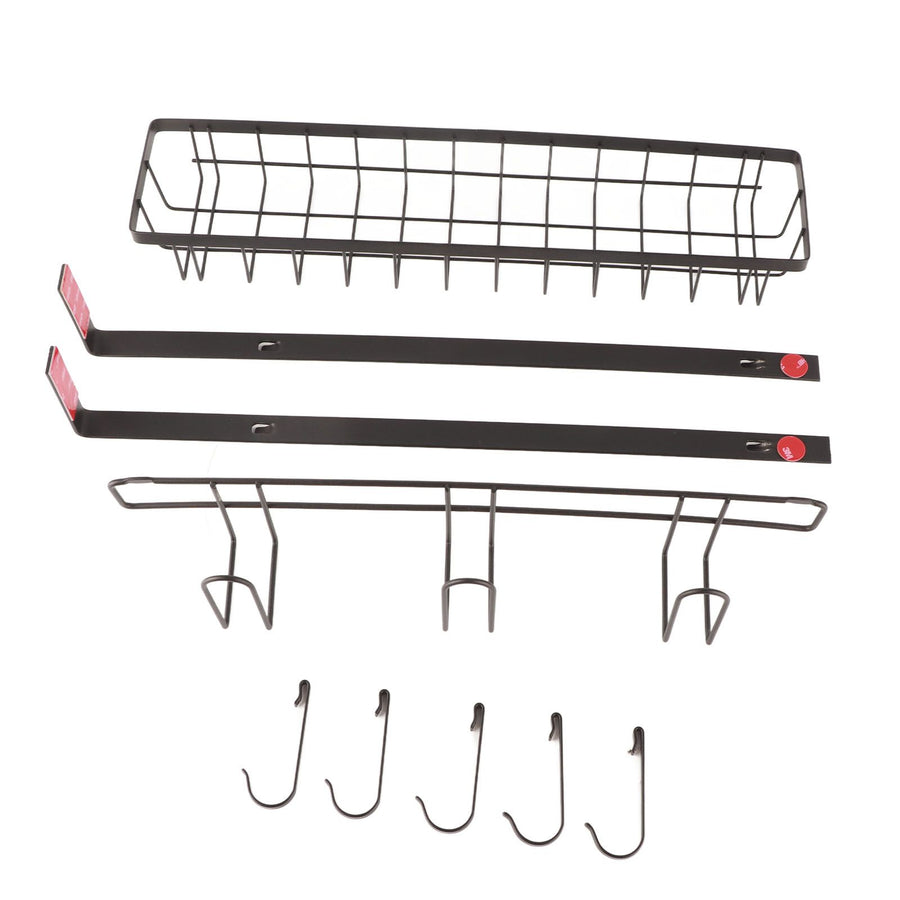 Refrigerator Hanging Shelf Nail Free with Hooks Black Refrigerator Spice Rack for Home Kitchen Double Layer