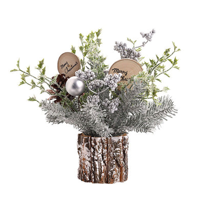Mini Christmas Tree Decorations 35cm Flocking Pine Cone Simulation Artificial Christmas Tree Home Desktop Ornaments