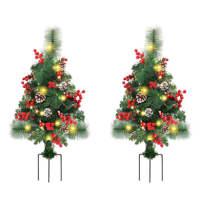 Solar Christmas Tree Garden Stake Lights Outdoor Christmas Tree Lighted Yard Decorations