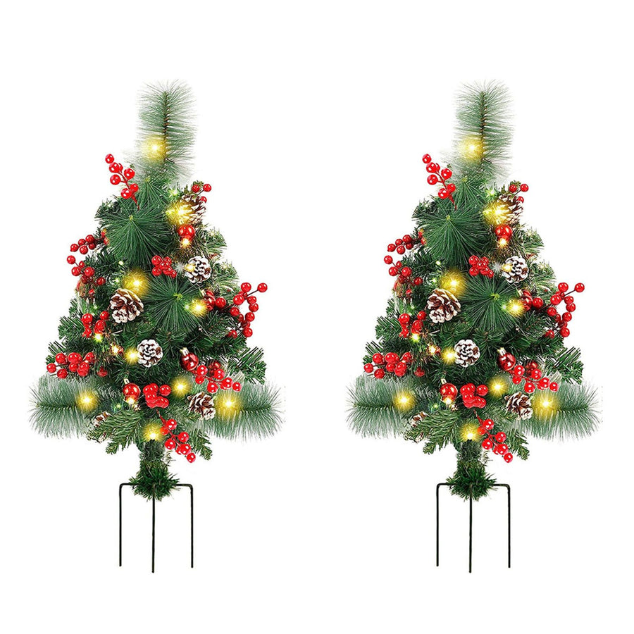 Solar Christmas Tree Garden Stake Lights Outdoor Christmas Tree Lighted Yard Decorations