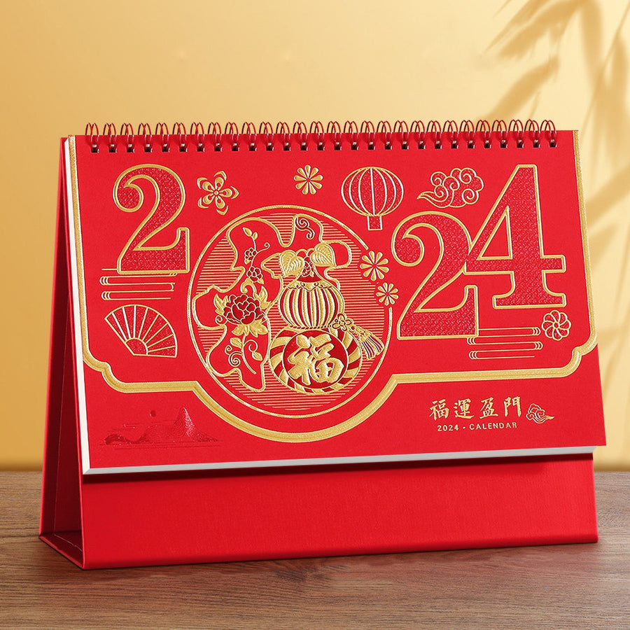 Dragon Year Desk Calendar Freestanding Flip Calendar Chinese New Year Calendar Monthly Desktop Calendar Year of The Dragon Calendar for Home Office