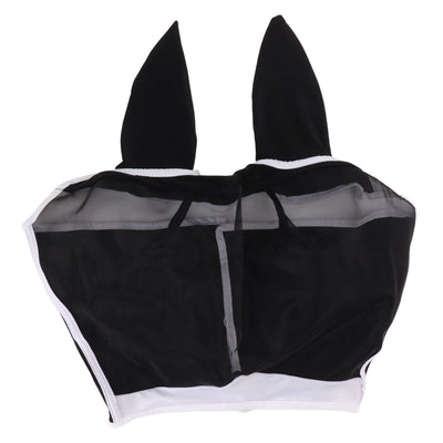 Horse Fly Mask All Round Mesh Breathable Fly Mask Elastic UV Protection Horse Face Mask with Ears Black L 45x54cm / 17.7x21.3in