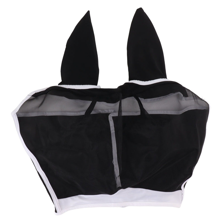 Horse Fly Mask All Round Mesh Breathable Fly Mask Elastic UV Protection Horse Face Mask with Ears Black L 45x54cm / 17.7x21.3in
