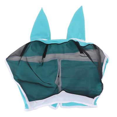 Horse Fly Mask All Round Mesh Breathable Fly Mask Elastic UV Protection Horse Face Mask with Ears Blue L 45x54cm / 17.7x21.3in