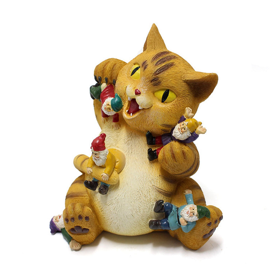 Cat Figurine Exquisite Details Texture Bright Colors Durable Resin Yellow Cat Statue for Garden Office Patio