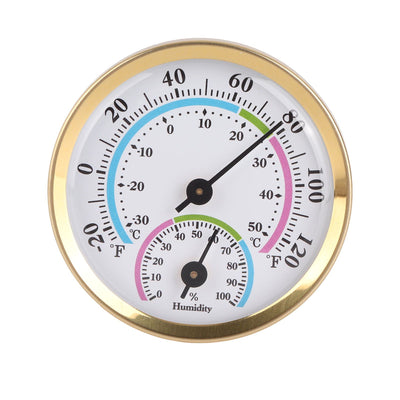 Mini Pointer Type Thermometer Hygrometer Indoor Temperature Humidity Meter Monitor Gauge TH103C Gold Shell Color Face