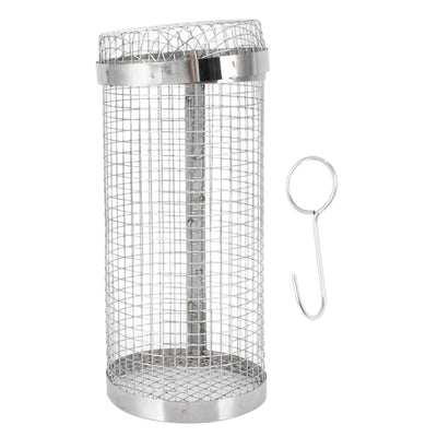 Barbecue Grilling Basket Stainless Steel Heat Resistant Rust Prevention BBQ Grill Cage with Hook for Camping Party 20cm/7.9in