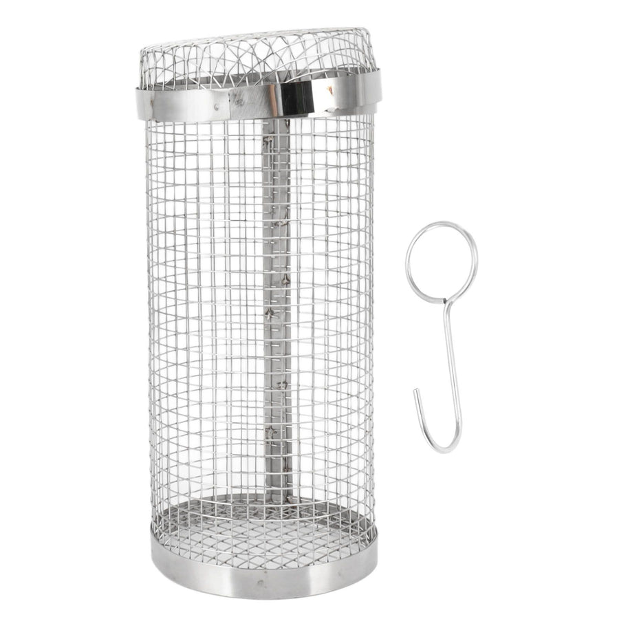 Barbecue Grilling Basket Stainless Steel Heat Resistant Rust Prevention BBQ Grill Cage with Hook for Camping Party 20cm/7.9in