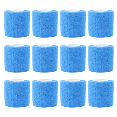 12 Pack 4.5M Animal Elastic Bandage Self Adhesive Cow Hoof Repairing Bandage Non Woven Polyester Waterproof for Livestock Blue
