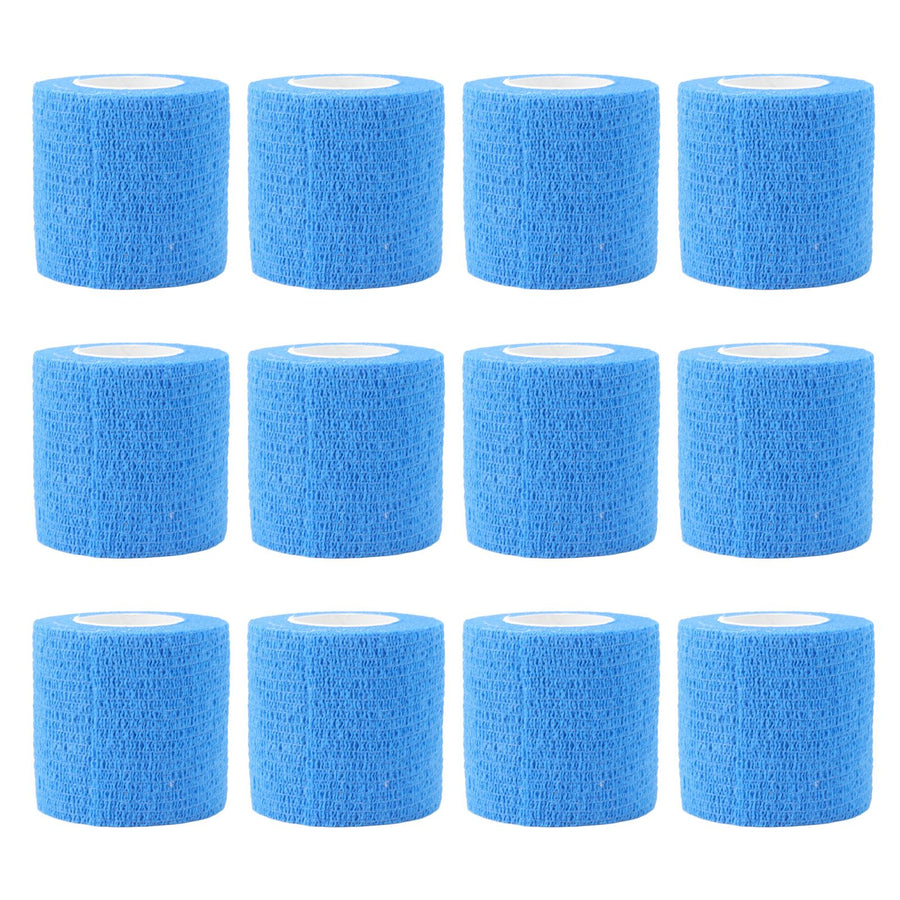 12 Pack 4.5M Animal Elastic Bandage Self Adhesive Cow Hoof Repairing Bandage Non Woven Polyester Waterproof for Livestock Blue
