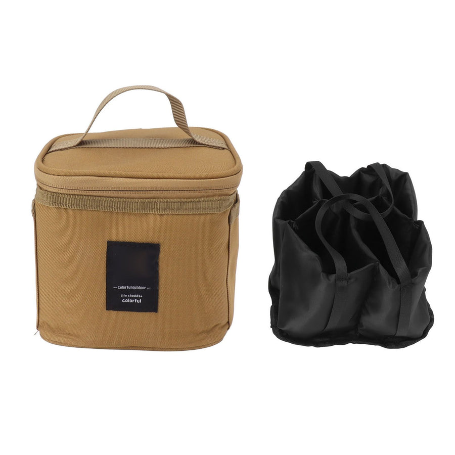 Spice Bottle Carry Bag Removable Inner Divider Oxford Cloth Portable Seasoning Jar Bag for BBQ Picnic Camping Khaki