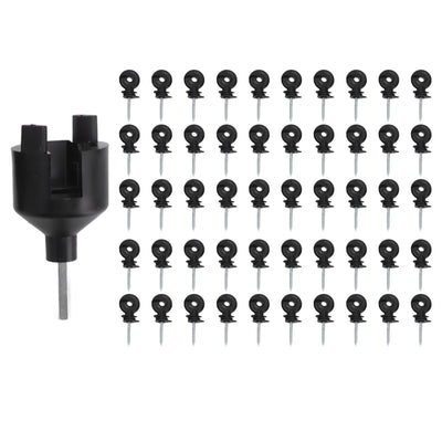 50Pcs Electric Fence Insulator Screw in Insulator Fence Ring Post Wood Post Insulator with Insulator Socket Tool