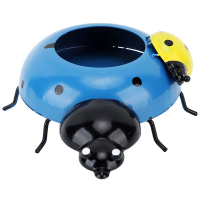 5.4cm Diameter Flower Pot Decor Ladybug Shaped Smoothing Surfaces Iron Planter Pot for Garden Blue