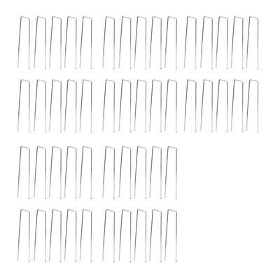 50Pcs Galvanized Steel Garden Stakes U Shaped Tent Stakes U Shaped Galvanized Landscape Pins Heavy Duty Yard Ground Pin 4x10cm 0.4mm Thickness