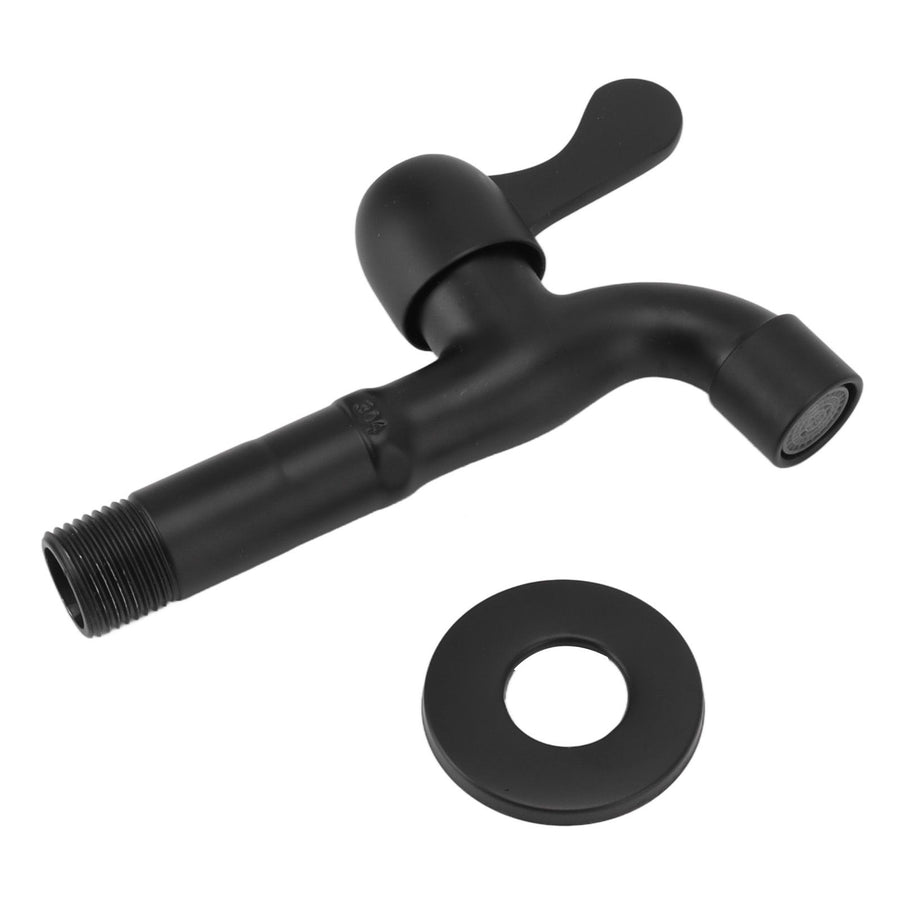 Water Faucet 304 Stainless Steel G1/2 Caliber Wall Mounted Long Style Single Cold Water Tap Black Mop Tank Faucet