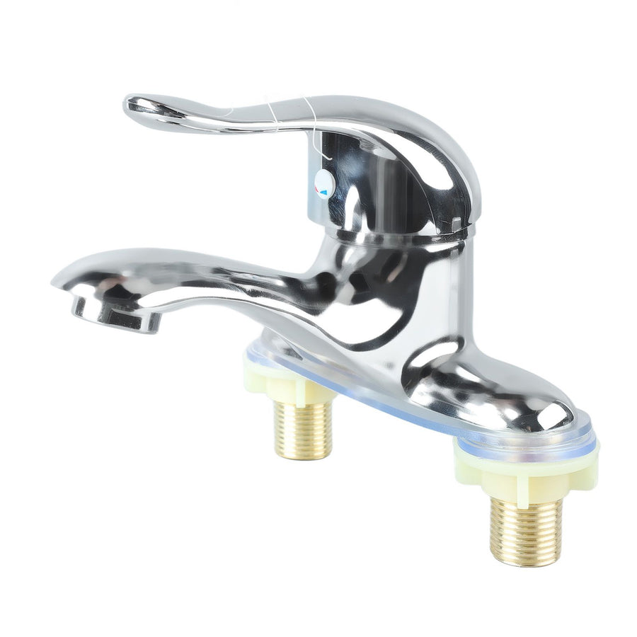 Bathroom Sink Faucet Zinc Alloy 2 Hole Single Handle Hot and Cold Water Mixer Tap for Home Hotel