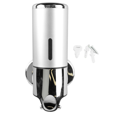 Wall Mounted Soap Dispenser Silver ABS Conditioner Body Wash Dispenser 500ml Soap Liquid Holder for Hotels Restaurants Home