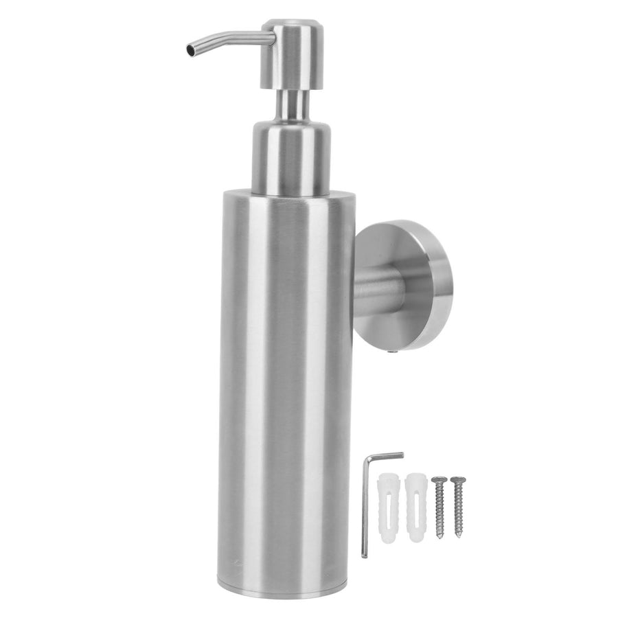 304 Stainless Steel Soap Dispenser Rustproof Refillable Soap Dispenser Soap Pump Bottle for Kitchen Bathroom Wall Mounted, Round