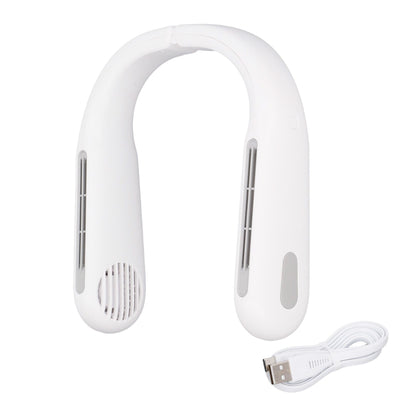 Mini Portable Neck Fan with 3 Wind Speeds Rapid Cooling USB Hanging Neck Electric Fan for Sports Travel Outdoor White